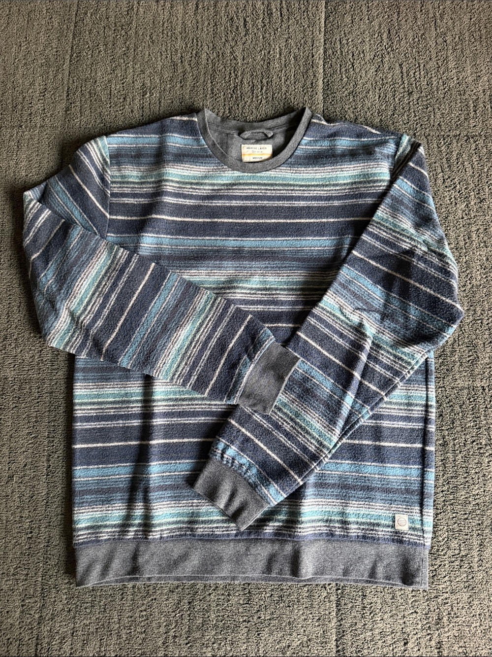 Marine Layer Re-Spun Men’s Blue Multistripe Sweater